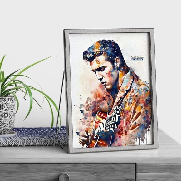4x6 Elvis Presley Playing Guitar Watercolor Oil Painting Print King of Rock‎ - Picture 7 of 7